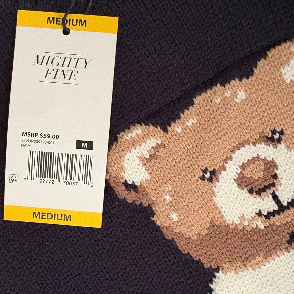 Mighty Fine Navy Blue USA Bear Sweater Women’s M Patriotic 250th July 4th NWT - Picture 7 of 7